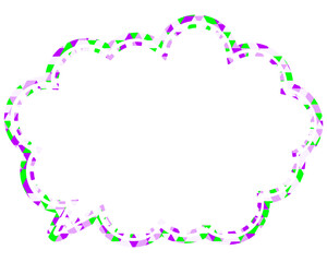 ステンドグラス風吹き出し　三角形模様　丸みのある雲形