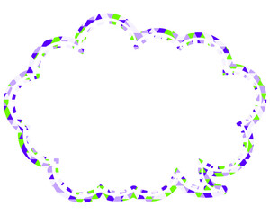 ステンドグラス風吹き出し　三角形模様　丸みのある雲形
