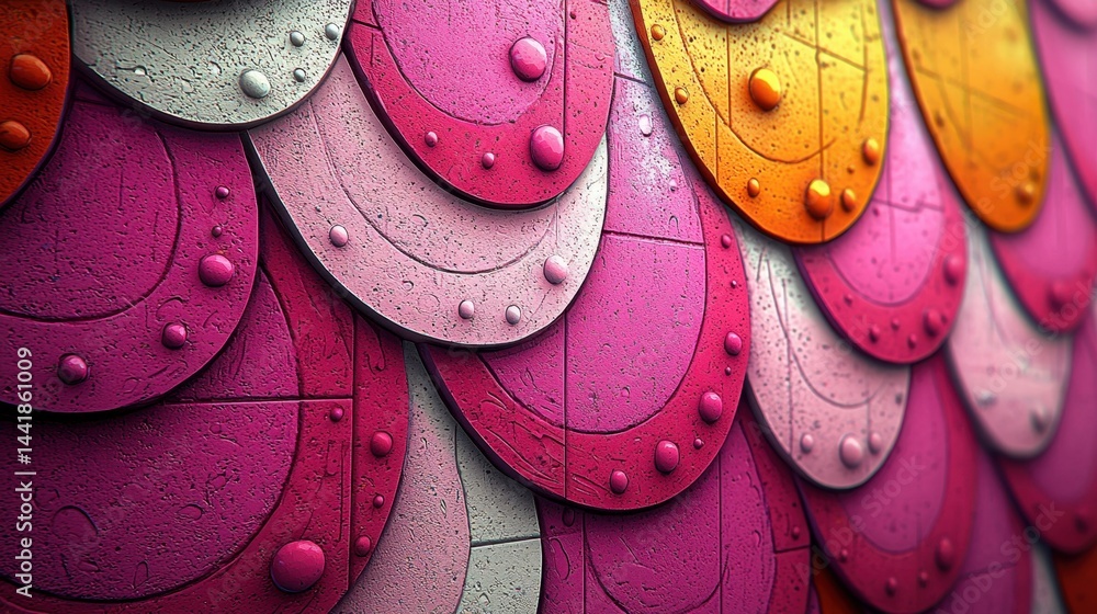 Poster vibrant urban graffiti wall with colorful raindrops creating a unique and edgy artistic pattern in a