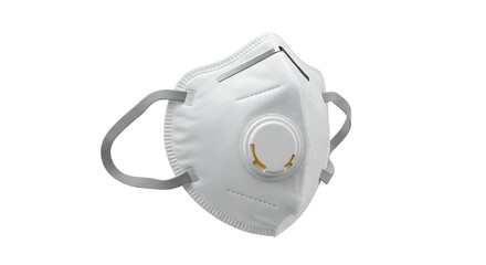 Close-up of a White Respirator Mask with Valve