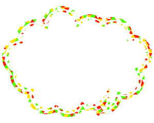 ステンドグラス風吹き出し　三角形模様　丸みのある雲形