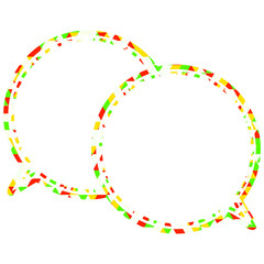ステンドグラス風吹き出し　三角形模様　重なる会話
