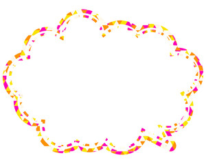 ステンドグラス風吹き出し　三角形模様　丸みのある雲形