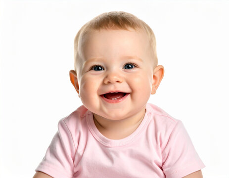 Primer plano de una ni&ntilde;a beb&eacute; feliz y sonriente  mirando a su madre