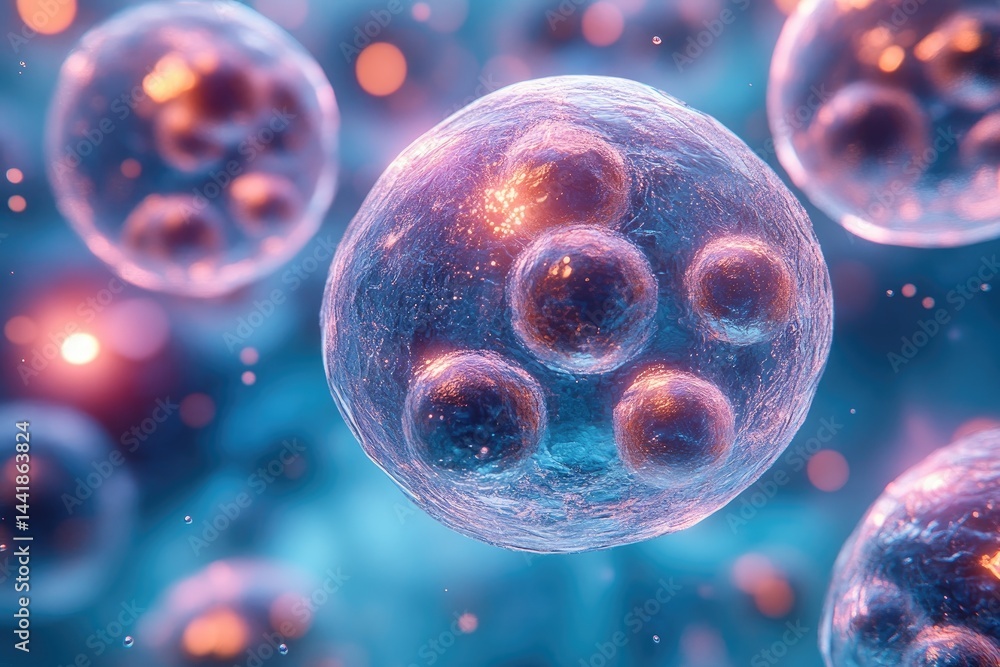 Poster close-up view of developing embryonic cells.