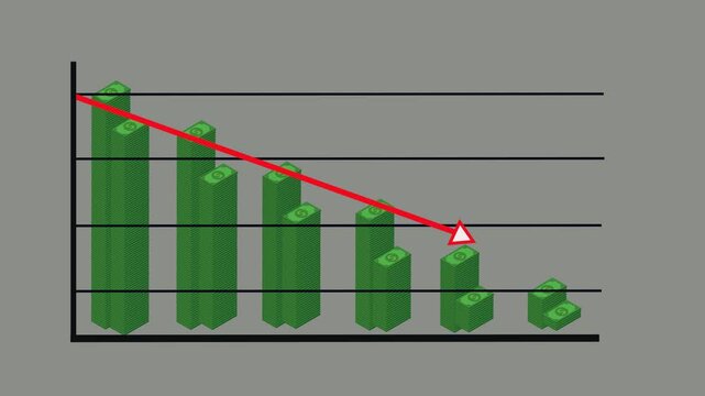 dollar money chart video illustration. The chart shows the increase or decrease of the chart, suitable for economics, business and finance. HD video quality with colored background