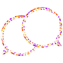 ステンドグラス風吹き出し　三角形模様　重なる会話