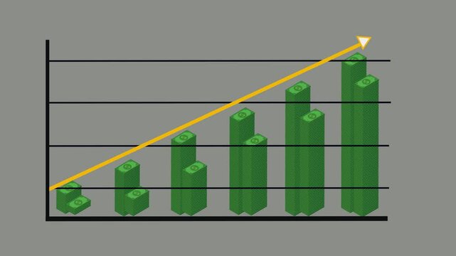 dollar money chart video illustration. The chart shows the increase or decrease of the chart, suitable for economics, business and finance. HD video quality with colored background