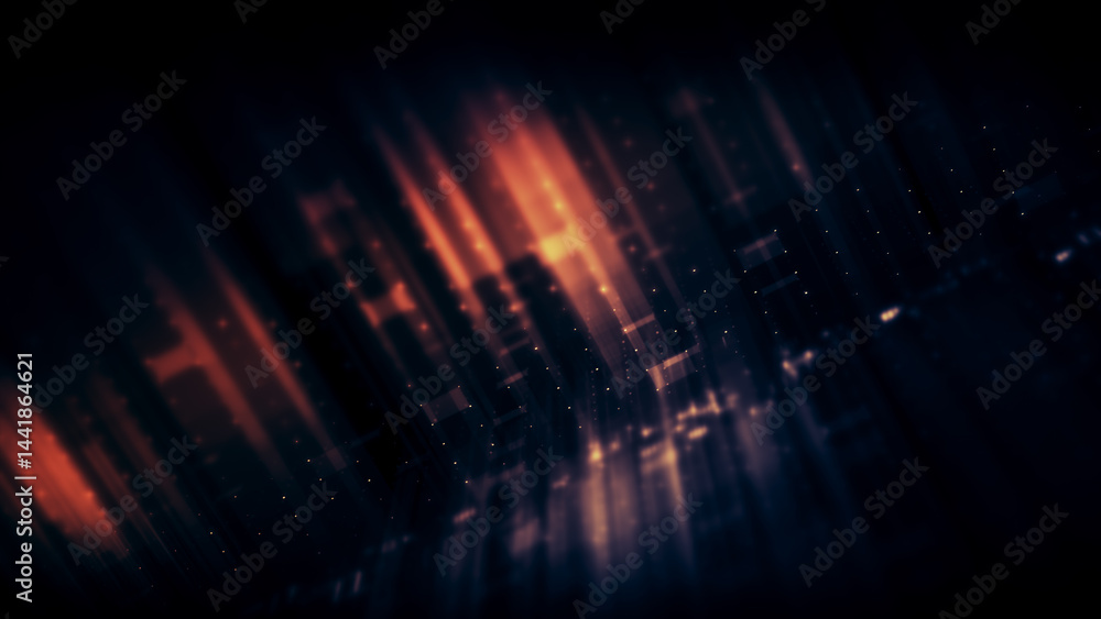 Aufkleber Futuristic network simulation blending AI, quantum physics, and deep learning, with a particle matrix analyzing data in a sleek, background animation display