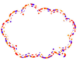ステンドグラス風吹き出し　三角形模様　丸みのある雲形