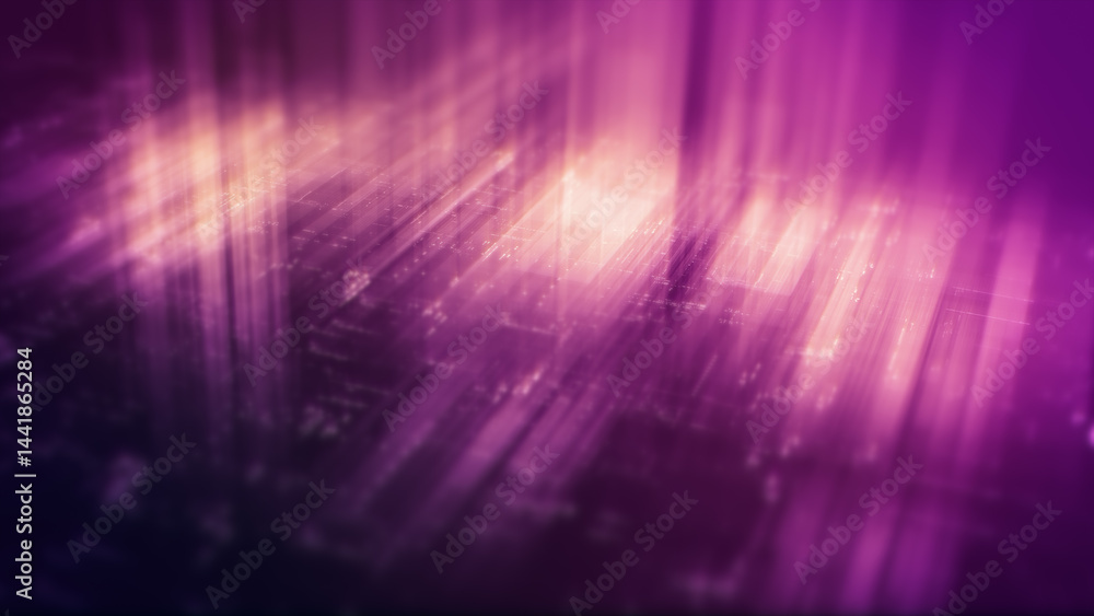 Fototapete Futuristic network simulation blending AI, quantum physics, and deep learning, with a particle matrix analyzing data in a sleek, background animation display