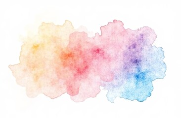 Colourful watery illustration. Abstract watercolor hand drawn image. Gradient splash. White background