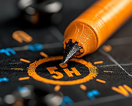 Orange pen on a calendar marking 5 hours