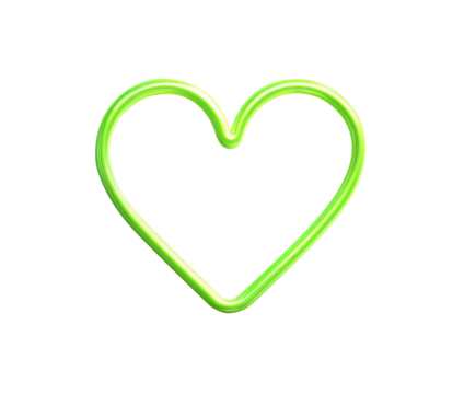 Green heart shape for decoration and design purposes on a transparent background, cut out