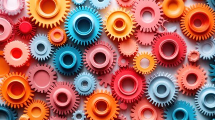Colorful Interlocking Gears: A Symphony of Mechanics and Design