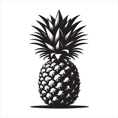 Obraz premium a fresh pineapple fruit vector silhouette, vector black color silhouette, isolated white background 