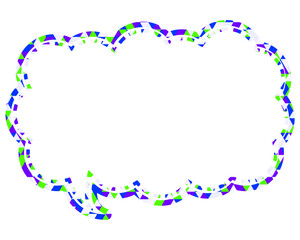 ステンドグラス風吹き出し　三角形模様　細長い雲形