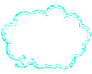 ステンドグラス風吹き出し　三角形模様　丸みのある雲形