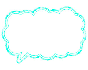 ステンドグラス風吹き出し　三角形模様　細長い雲形