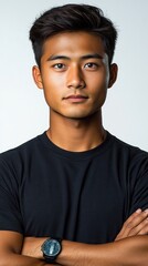 Obraz premium Portrait of a Young Man with Crossed Arms
