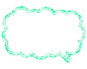 ステンドグラス風吹き出し　三角形模様　細長い雲形