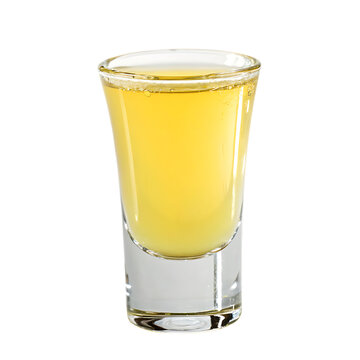 Zesty single limoncello shot glass isolated on a transparent background