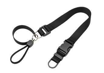 Fototapeta premium Durable Black Camera Wrist Strap with Adjustable Buckle on Transparent background