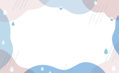 ピンクと水色のかわいい梅雨フレーム背景素材