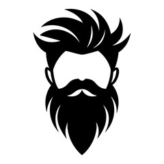 Bold and clean silhouette of a stylized bearded man with voluminous hair