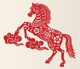 Chinese New Year papercut of the zodiac sign for the Year of the Horse.