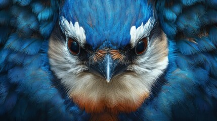 Intense Blue Bird Closeup Portrait.