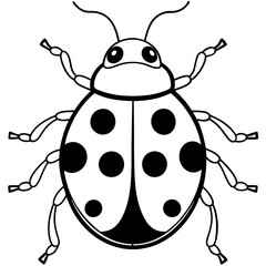 Simple Ladybug Line Drawing Vector