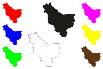 Maunath Bhanjan city (Republic of India, State of Uttar Pradesh) map vector illustration, scribble sketch Mau map