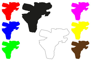 Mehsana city (Republic of India, State of Gujarat) map vector illustration, scribble sketch Mahesana map