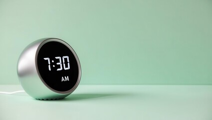 Modern clock displaying 7:30 AM on a pastel green background.