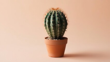 Cactus in a pot against a soft, neutral background.