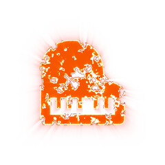 Burning icon piano on transparent background. Looks like burnt paper