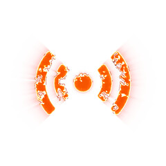 Burning icon signal stream on transparent background. Looks like burnt paper
