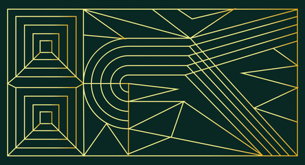 Luxury Geometric wedding invitation party line art design vector