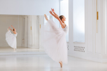 Graceful Ballet Dancer in Elegant Pose at Dance Studio