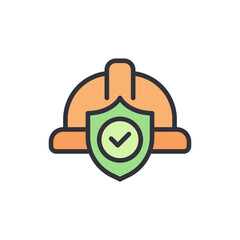 Safety helmet colored icons, minimalist vector illustration ,simple transparent graphic element .Isolated on white background