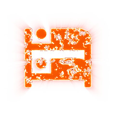 Burning icon bed bunk on transparent background. Looks like burnt paper