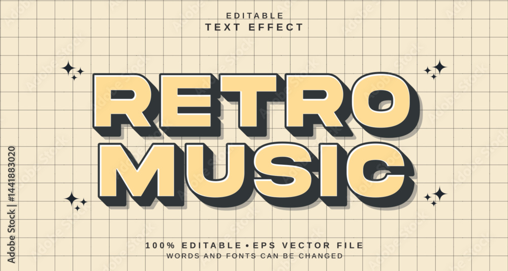 Poster editable text style effect - retro music text style theme.