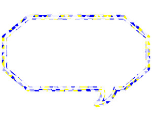 ステンドグラス風吹き出し　三角形模様　細長い八角形