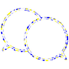 ステンドグラス風吹き出し　三角形模様　重なる会話