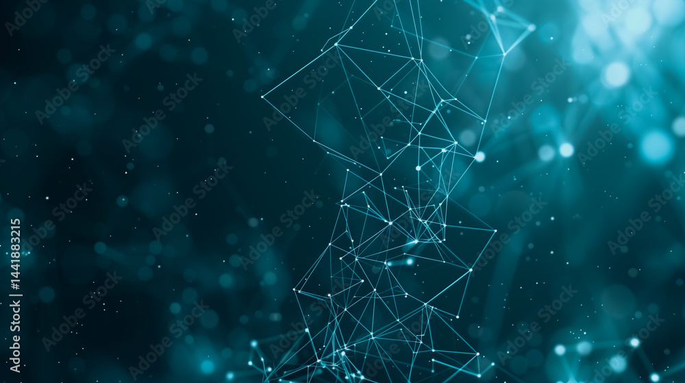 Poster interconnected neural network: abstract image depicts the beauty of connections between data points,