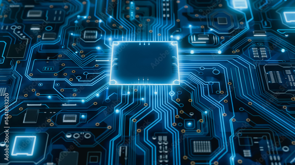 Poster digital processor's core: a macro-level view of a high-tech central processing unit (cpu), radiating