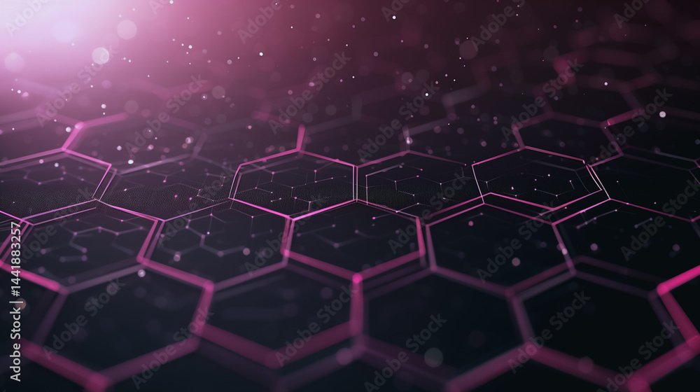 Poster cybernetic hexagon: a dynamic interplay of light and technology illuminates a network of interconnec