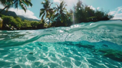 Crystal clear tropical water close-up. stock photo --ar 16:9 --raw --v 6 Job ID: 0f114801-a375-4a94-92c2-66a6fe4a4f75