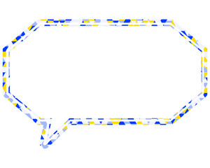 ステンドグラス風吹き出し　三角形模様　細長い八角形